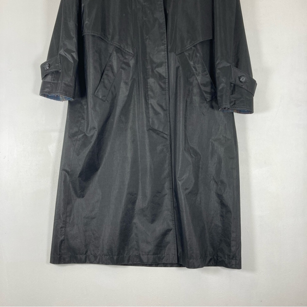 British Mist Trench Coat Flannel Lined Women's 3/4 Black Outdoor Waterproof Rain - Picture 4 of 11